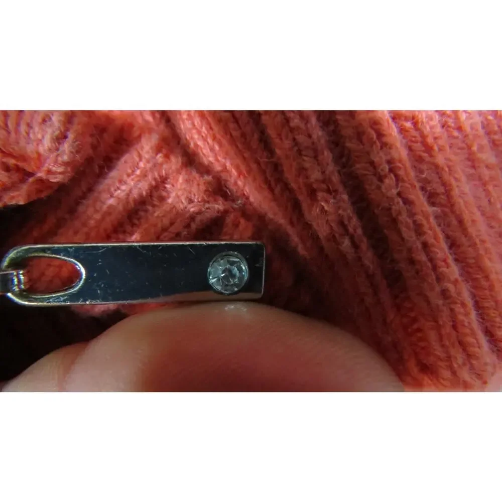 Boston Proper Zip Silk Blend Sweater Womens M Coral Knit Ribbed Stretch Cardigan